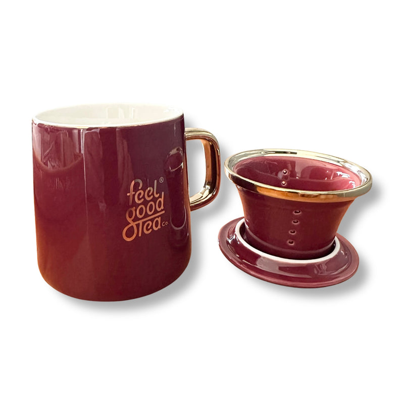 u00c9lu00e9gante Ceramic Cup Infuser - Maroon